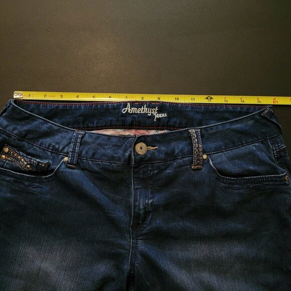 Amethyst Jeans Size 13 Slim Bootcut Electra Mid Rise Medium Dark Wash Stretch - Picture 5 of 12